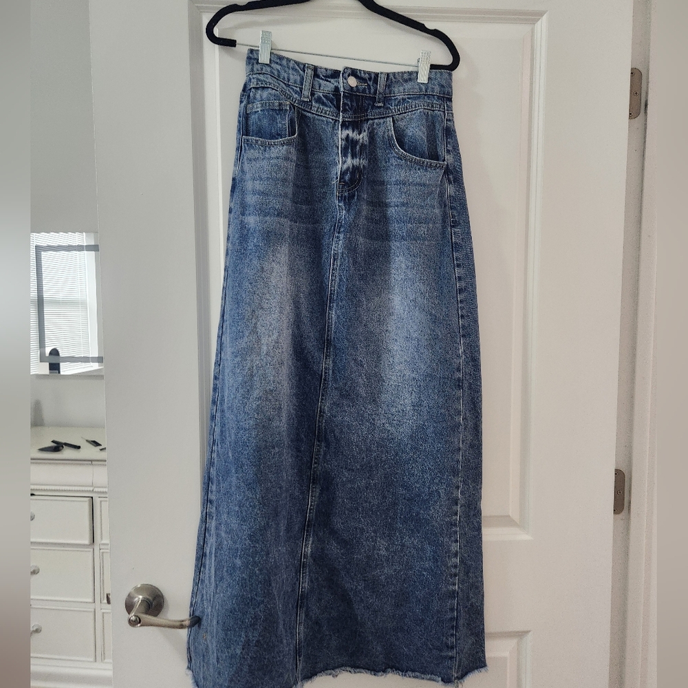 Denim Jean Skirt with slit